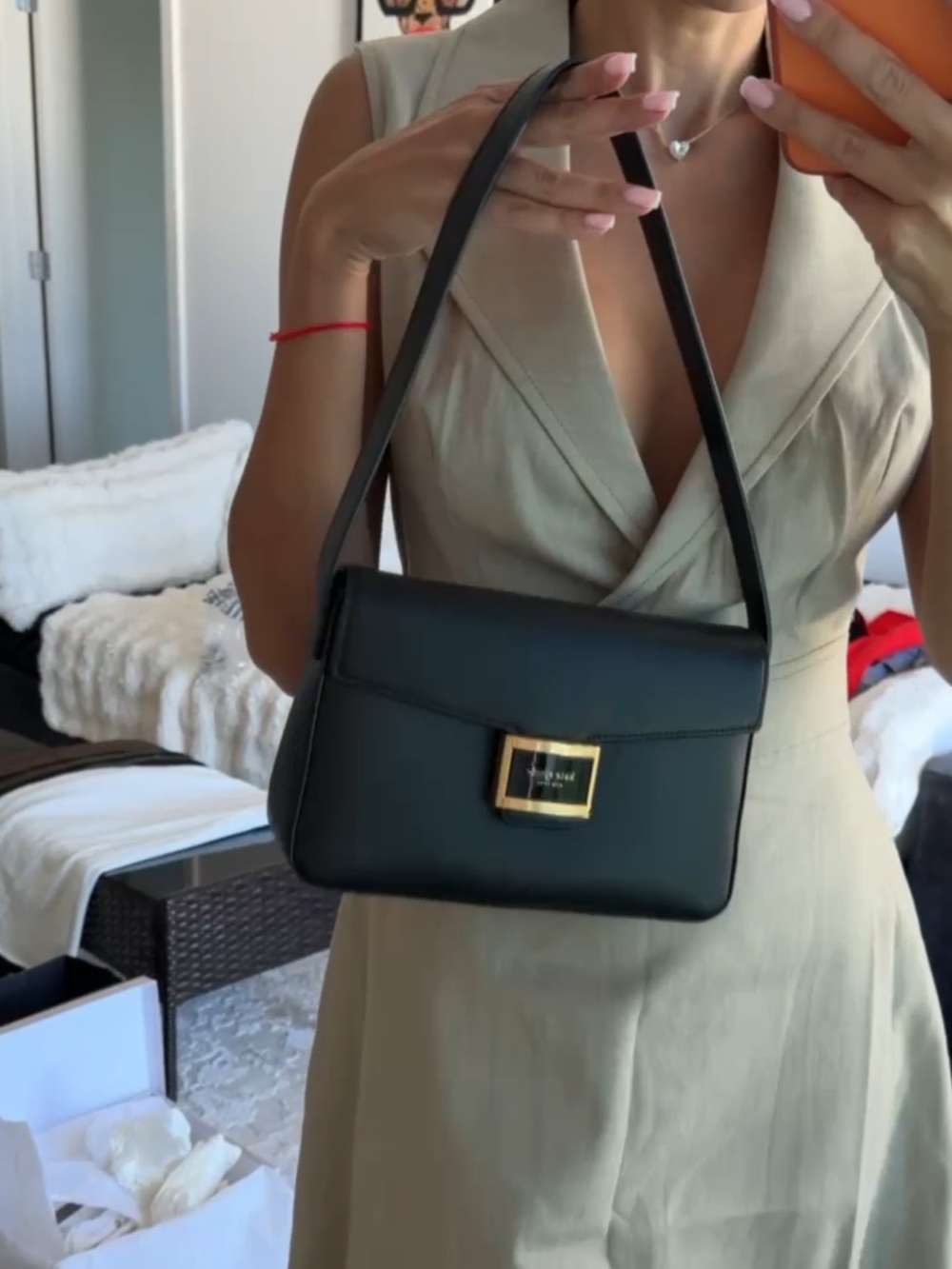 kate spade Black Shoulder Bag with Gold-Tone Clasp